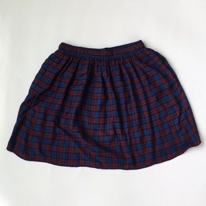 Abercrombie & Fitch Navy and Burgundy Plaid Mini Skirt